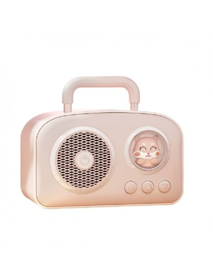 Sevimli Tasarımlı Taşınabilir Radyolu Bluetooth Hoparlör Pembe