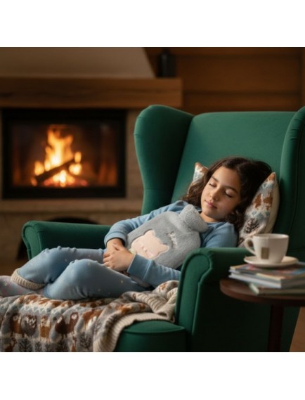 Papyonlu Kedi Figürlü Mavi Peluş Sıcak Su Torbası 1 Litre