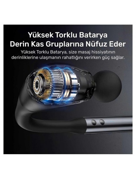 4 Başlıklı Uzun Saplı Ergonomik Profesyonel Sporcu Masaj Tabancası