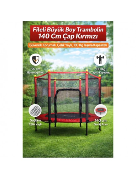 Fileli 140 cm Büyük Boy Trambolin