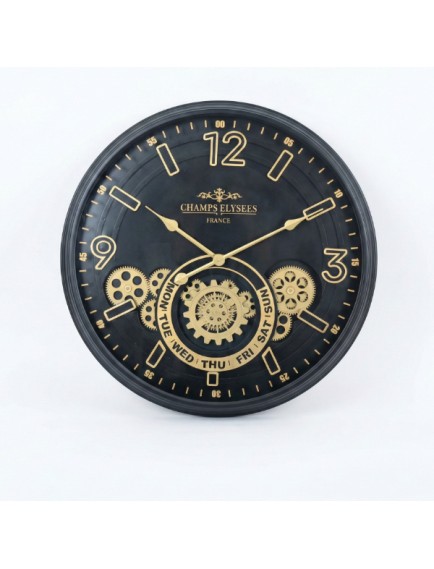 Çarklı Duvar Saati Altın Rengi Detaylı 59 cm