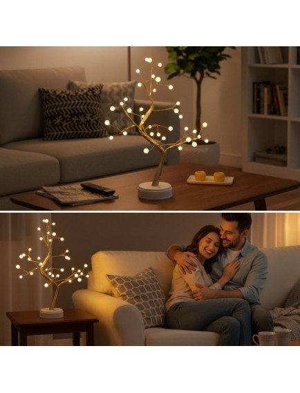 Masaüstü Boncuklu Şarjlı Ağaç Lamba