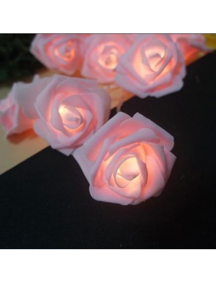 Yapay Gül Tasarımlı Dekoratif Led Işık Pilli (20 Gül)