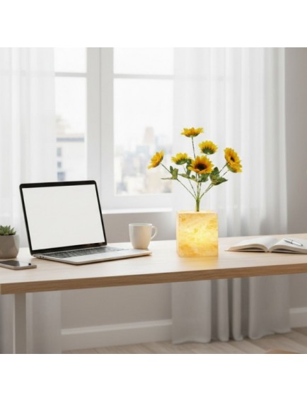 Sarı Saksılı LED Yapay Çiçek