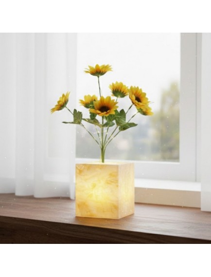 Sarı Saksılı LED Yapay Çiçek