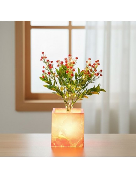 Pembe Saksılı LED Yapay Çiçek