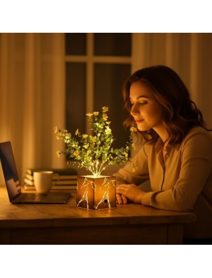 Siyah Saksılı LED Yapay Çiçek