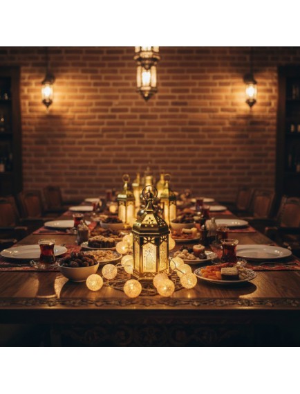 Ramazan Temalı Büyük Boy Altıgen Kubbe LED Lamba