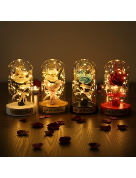 Gül Buketi Ledli Fanus