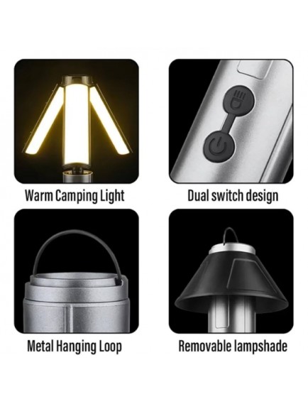 Teleskopik Şarj Edilebilir Çadır Kamp Işığı