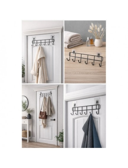 6'lı Yapışkanlı Kapı Arkası Askı