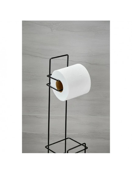 Siyah Standlı Yedek Hazneli Tuvalet Kağıtlığı