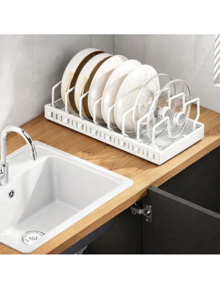 Beyaz Renk Teleskopik Raylı Tava Tencere Organizeri