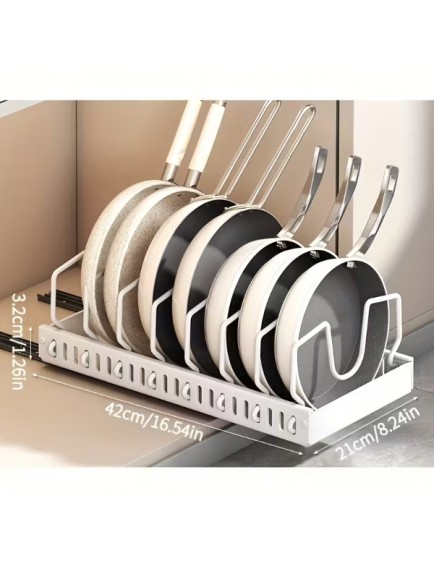 Beyaz Renk Teleskopik Raylı Tava Tencere Organizeri