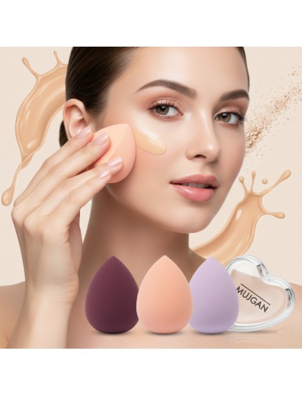 3'lü Makyaj Süngeri Seti Kalpli Kutu