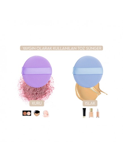 4'lü Tutmalı Pudra Makyaj Süngeri Puf Seti
