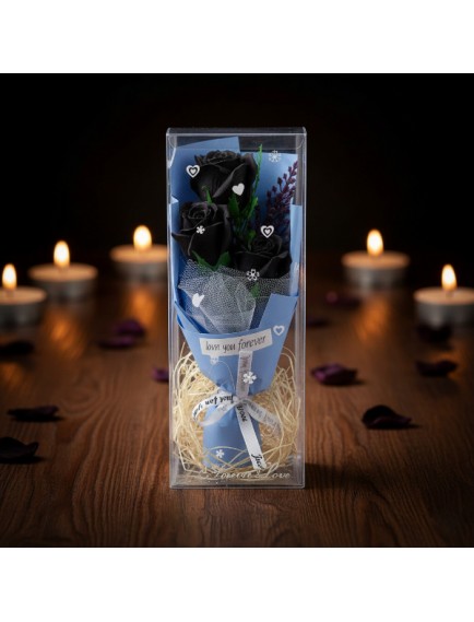 Şeffaf Kutulu Üç Gül Buketi