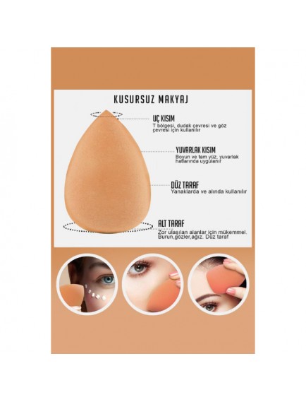 4'lü Kapaklı Armut Makyaj Süngeri Seti