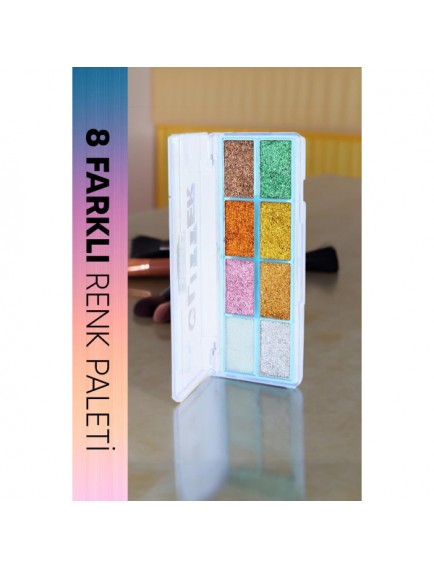 8 Renk Yaz Glitter Far Paleti - 2'li Set