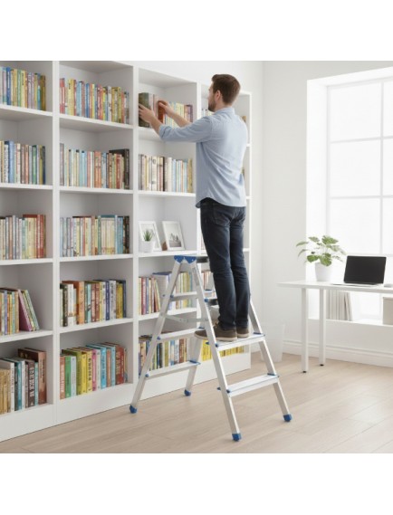 4+4 Çift Basamaklı Alüminyum Metal Merdiven