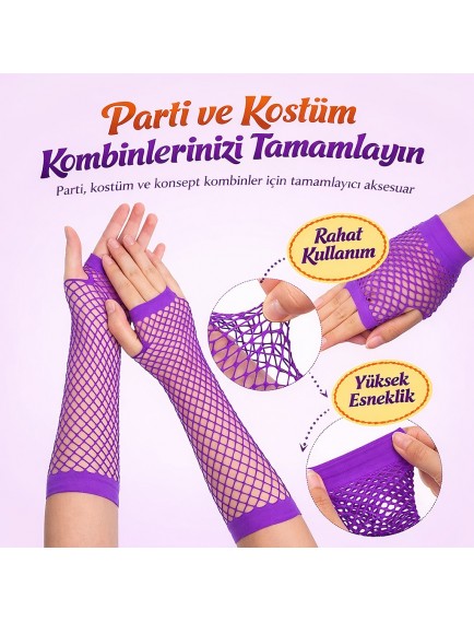 Retro Mor File Parmaksız Eldiven 26 cm