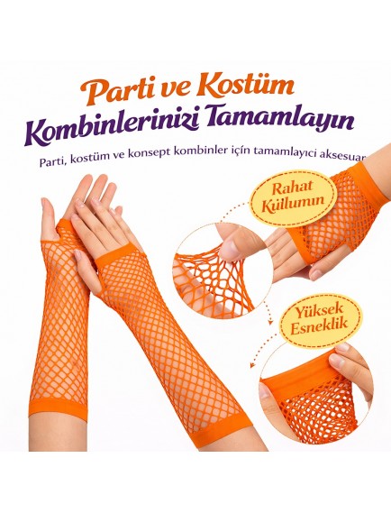 Retro Turuncu File Parmaksız Eldiven 26 cm