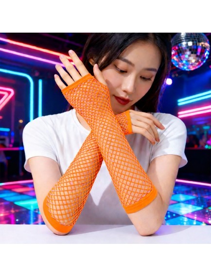 Retro Turuncu File Parmaksız Eldiven 26 cm