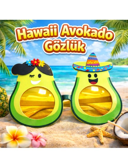 Hawaii Temalı Avokado Gözlük