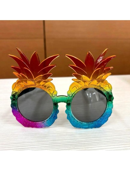 Tropikal Ananas Tasarımlı Renkli Hawaii Parti Gözlüğü