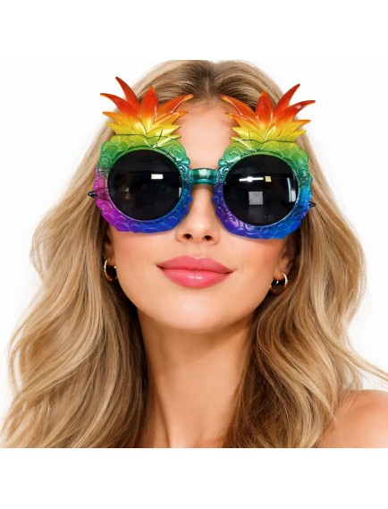 Tropikal Ananas Tasarımlı Renkli Hawaii Parti Gözlüğü