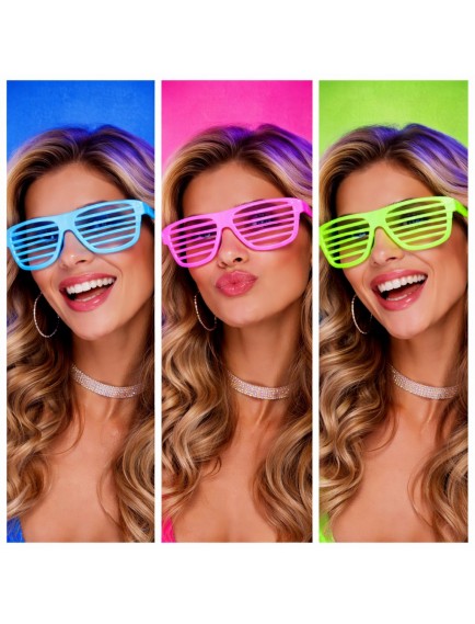 Retro Neon Fosforlu Panjur Gözlük - 12 Adet