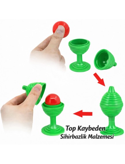 Yeşil Renk Sihirli Kupa Top Kaybetme Oyunu 7 cm