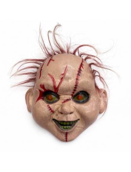 Saçlı Chucky Korku Maskesi – Gerçekçi Dikişli ve Detaylı Maske