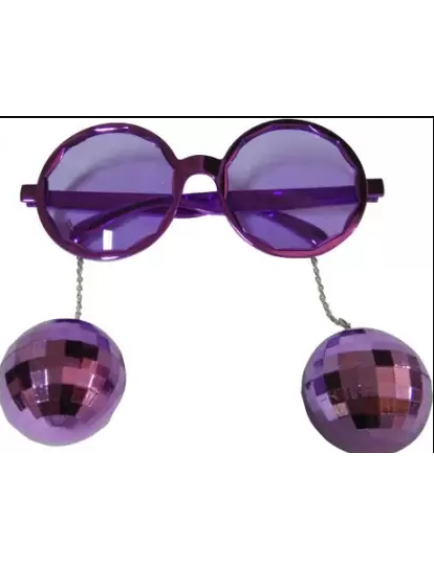 Mor Disko Topu Küpeli Parti Gözlüğü