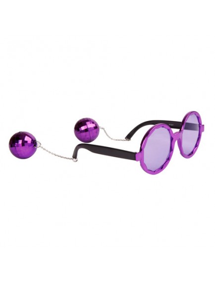 Mor Disko Topu Küpeli Parti Gözlüğü
